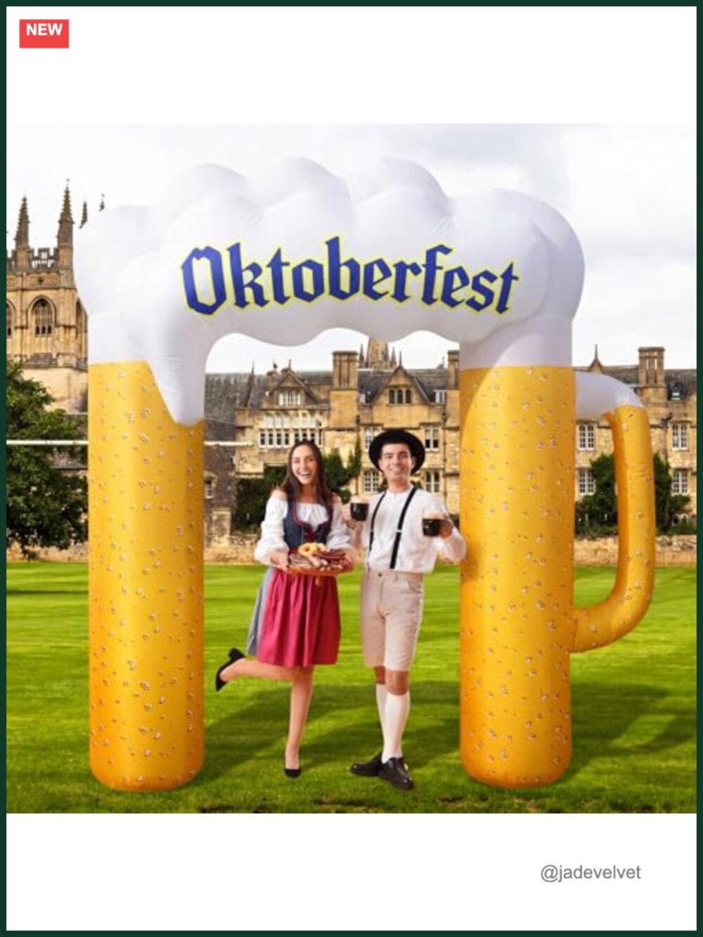 8FT Oktoberfest Inflatable Arch Beer Mug LED Party Yard Decoration with Blower
